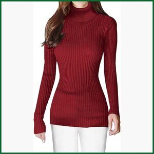Viscose Ribbed Turtleneck Sweater Slim Fit Pullover